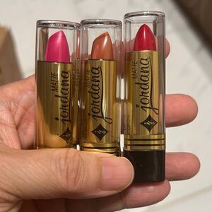 Jordana Matte Lipstick Trio Set — Bright Pink, Warm Nude, Classic Red. 3x0.12oz